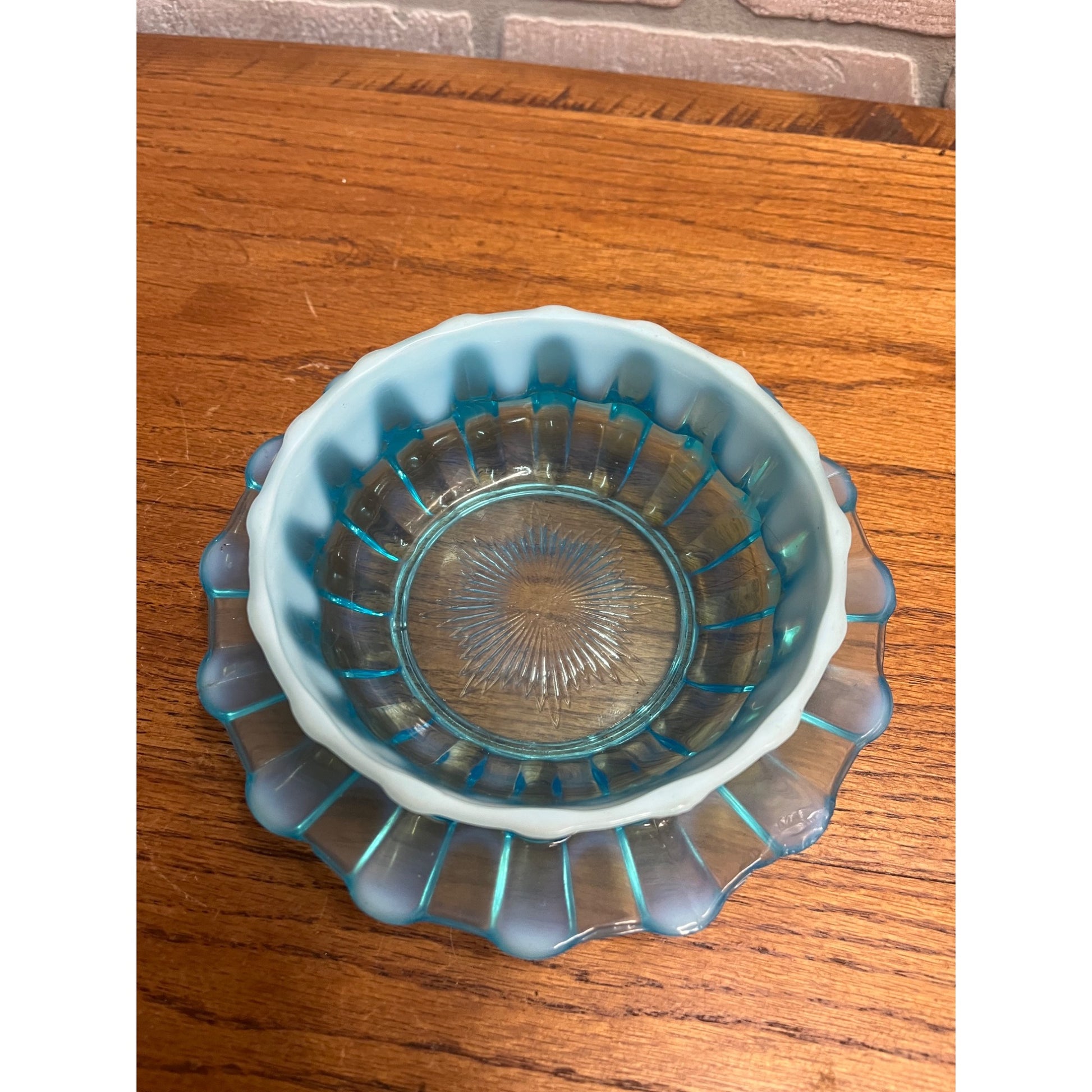 EAPG c1889 Davidson Blue Pearline Brideshead Covered Butter Dish - As-Is