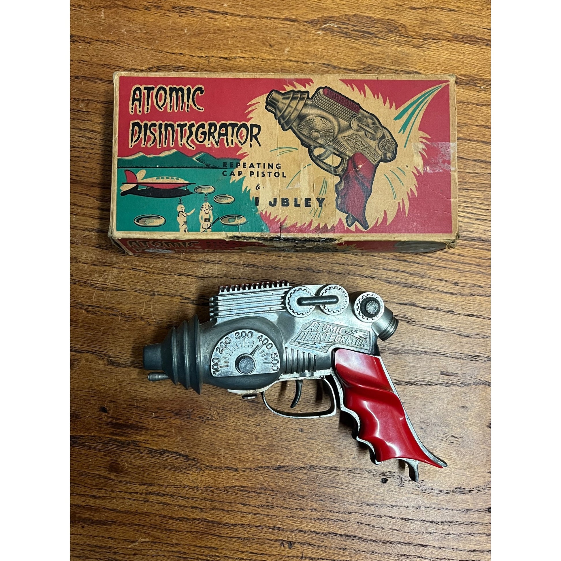 Vintage Hubley Atomic Disintegrator Space Laser Cap Gun Toy w/ Orig. Box