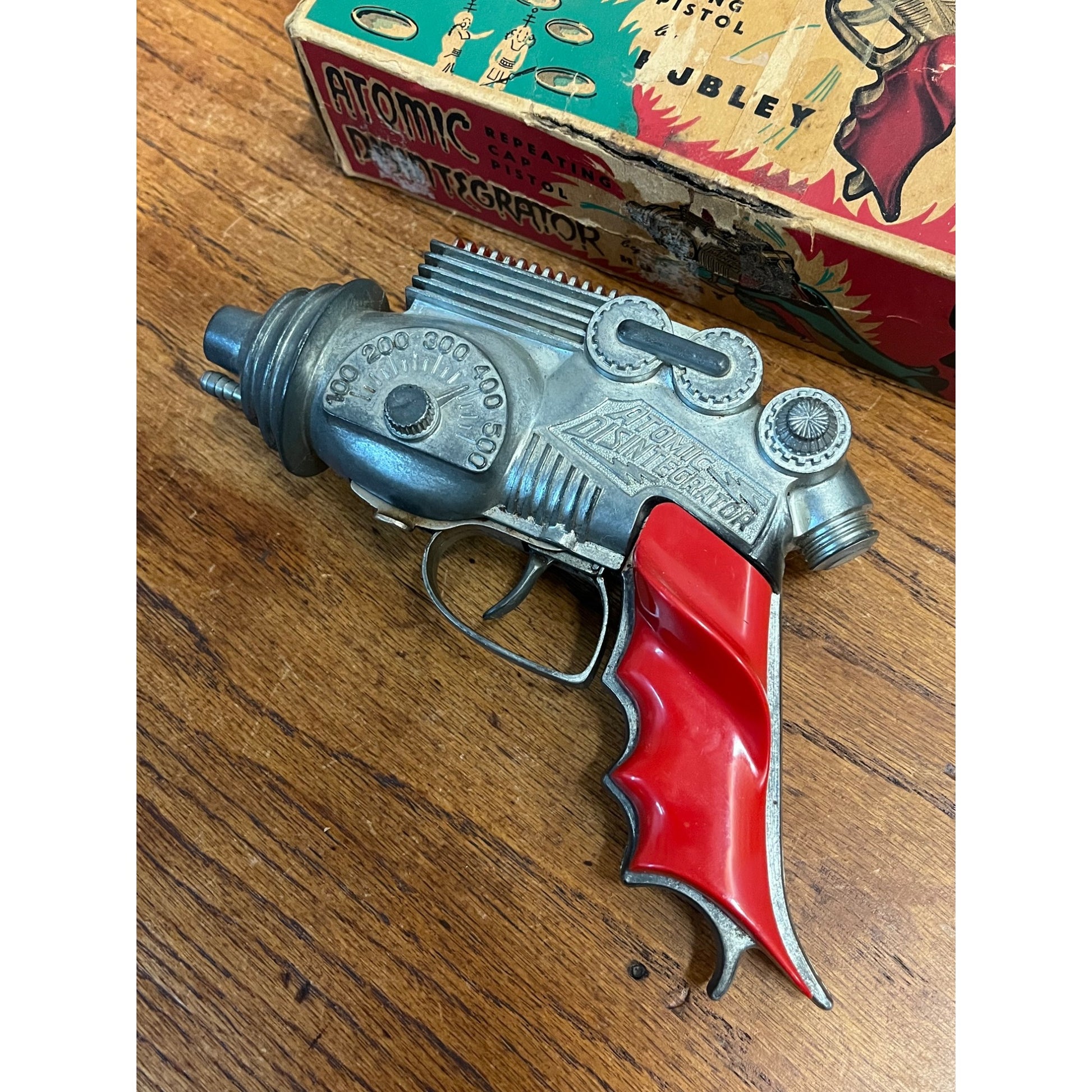 Vintage Hubley Atomic Disintegrator Space Laser Cap Gun Toy w/ Orig. Box