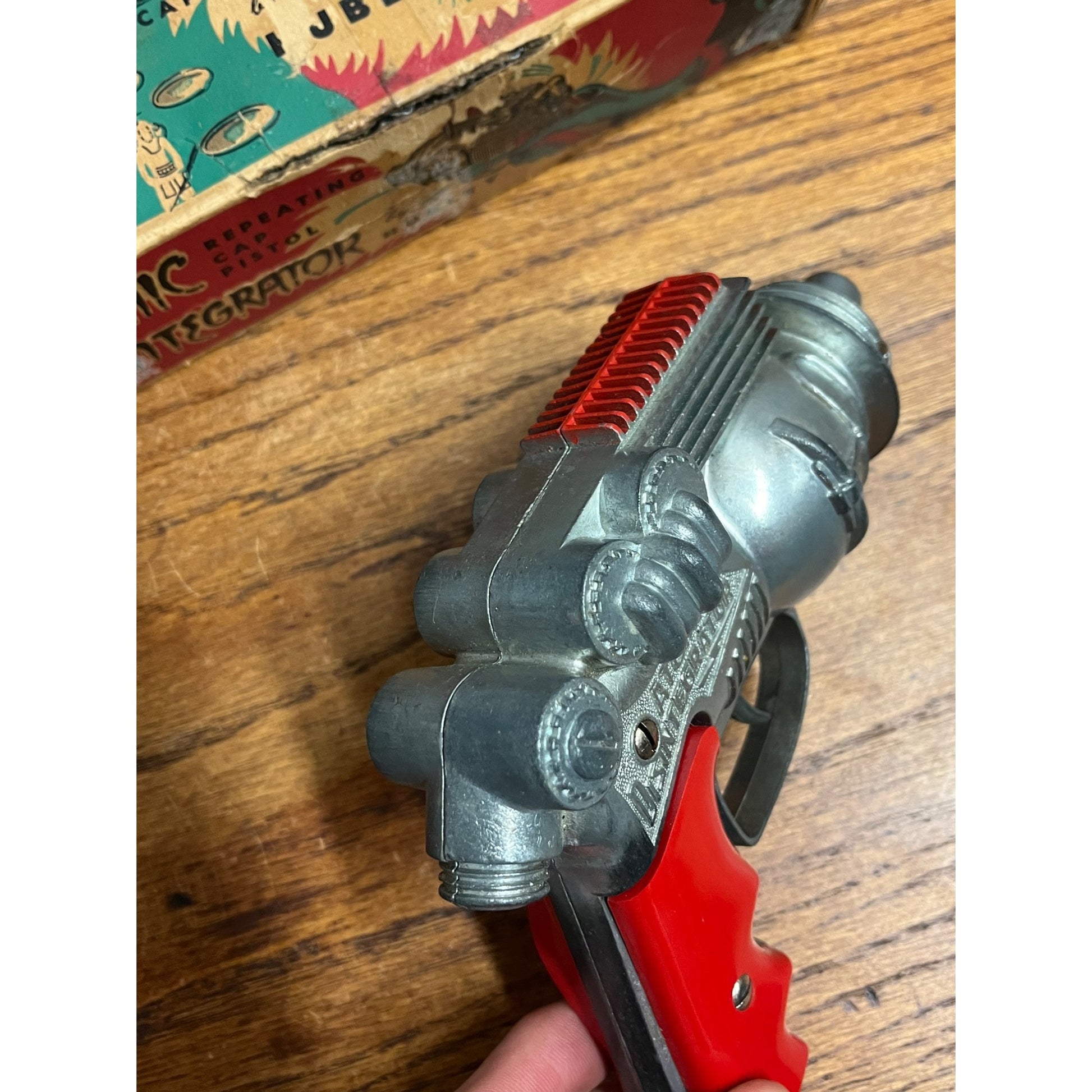 Vintage Hubley Atomic Disintegrator Space Laser Cap Gun Toy w/ Orig. Box