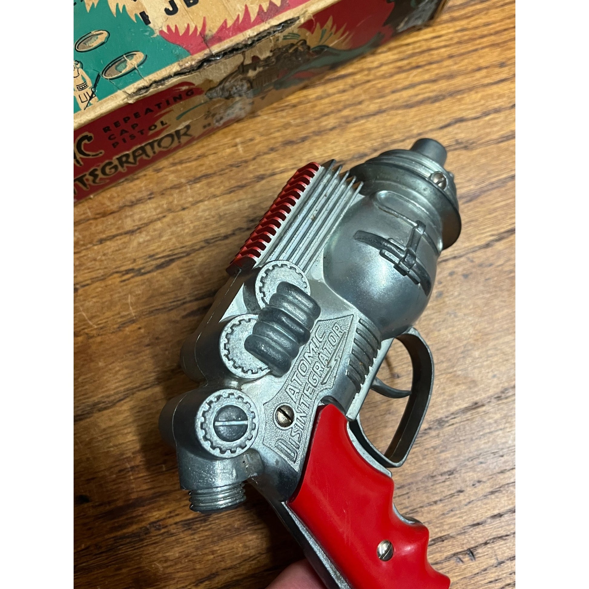 Vintage Hubley Atomic Disintegrator Space Laser Cap Gun Toy w/ Orig. Box