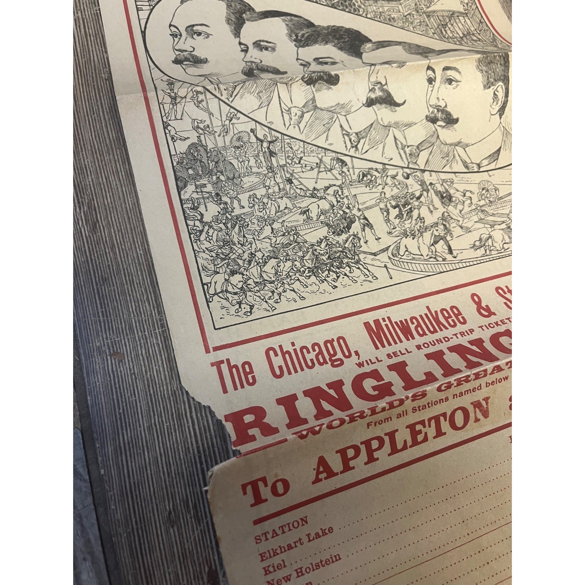 Vintage c1910 Ringling Bros Circus Milwaukee Road Railroad Broadside Poster Bill