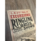 Vintage c1910 Ringling Bros Circus Milwaukee Road Railroad Broadside Poster Bill