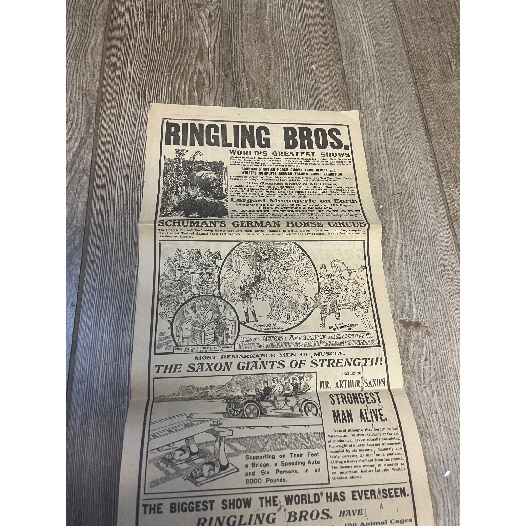Vintage c1910 Ringling Bros Circus Milwaukee Road Railroad Broadside Poster Bill