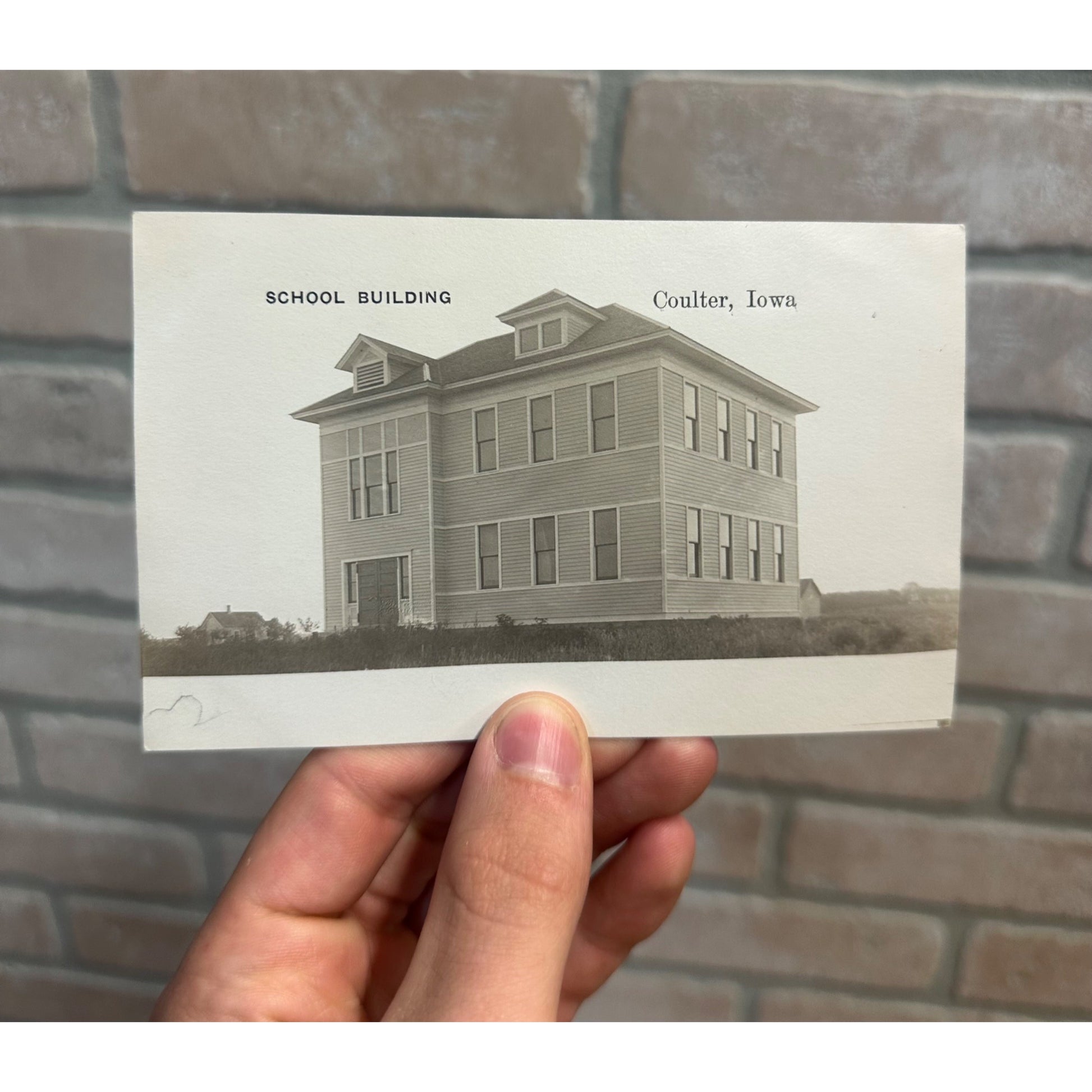 Coulter Iowa IA RPPC Postcard School Building Early 1900s Vintage