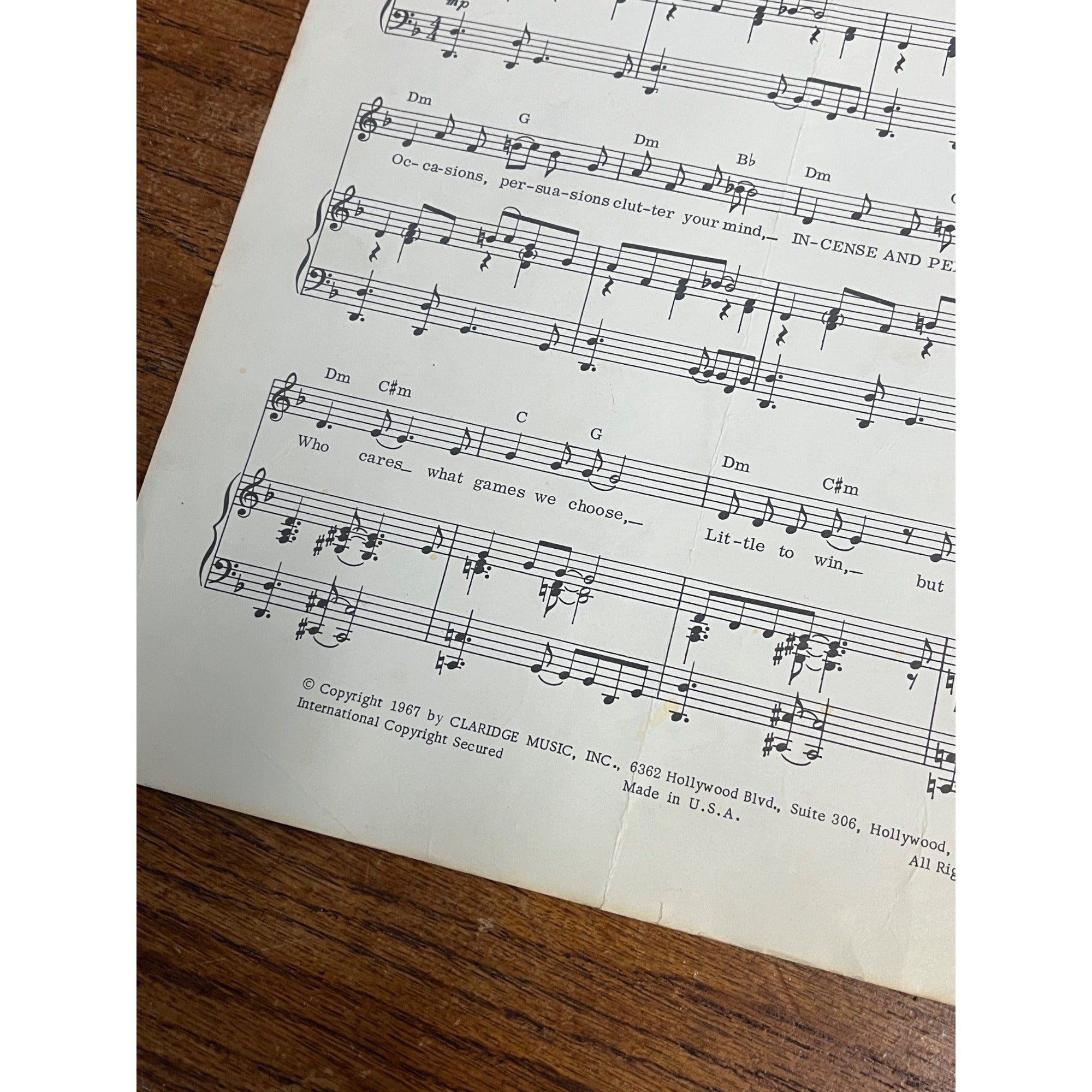 Vintage Incense & Peppermints John Carter Tim Gilbert Sheet Music Claridge 1967