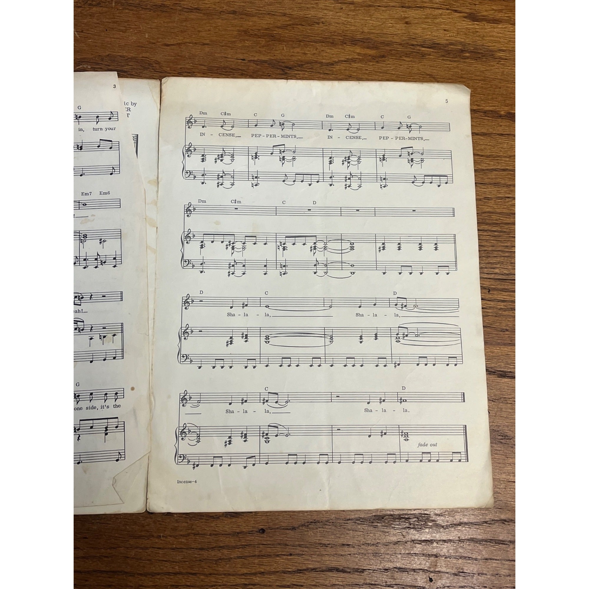 Vintage Incense & Peppermints John Carter Tim Gilbert Sheet Music Claridge 1967