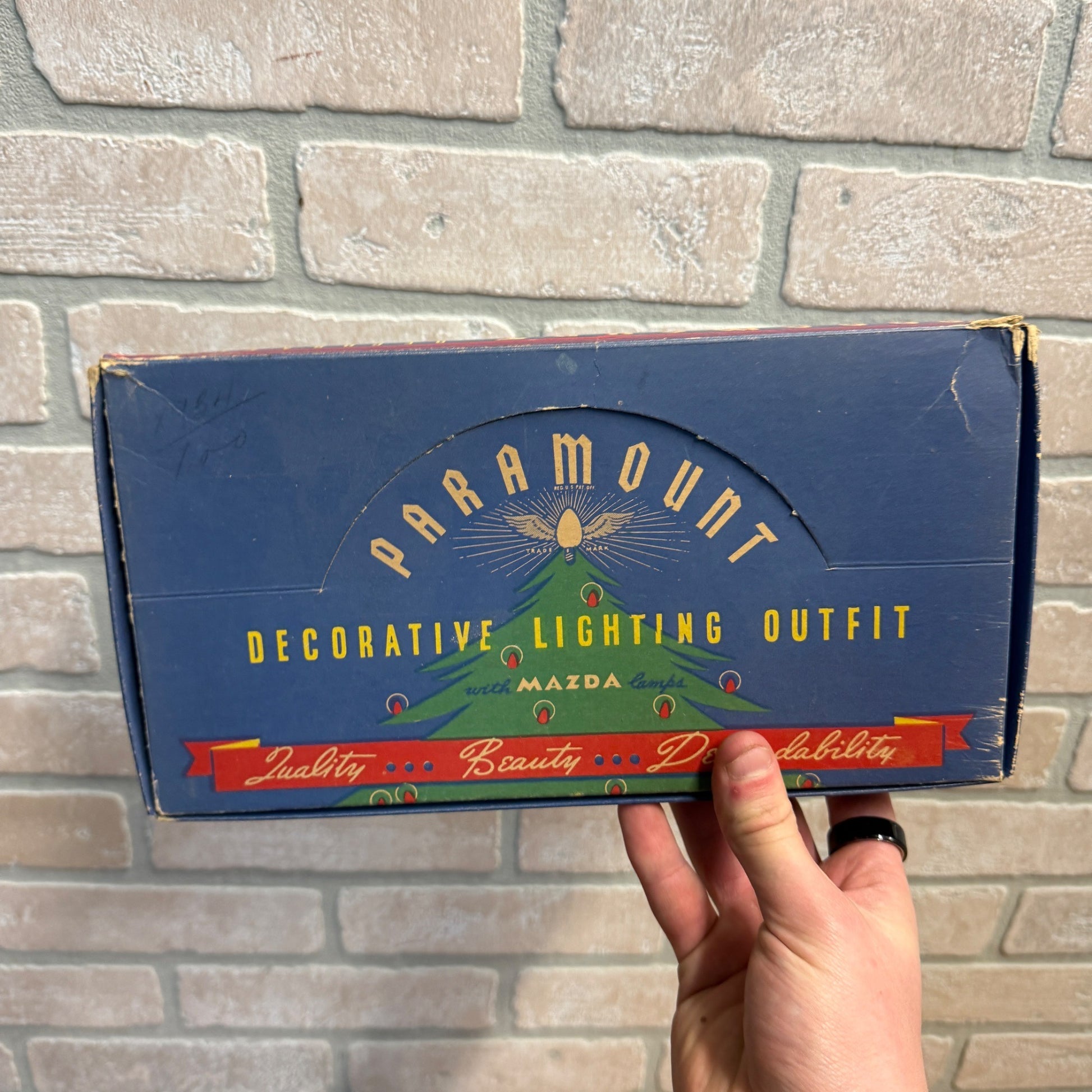 Vintage Christmas Lights Xmas Box Decor Paramount Box Only Mazda