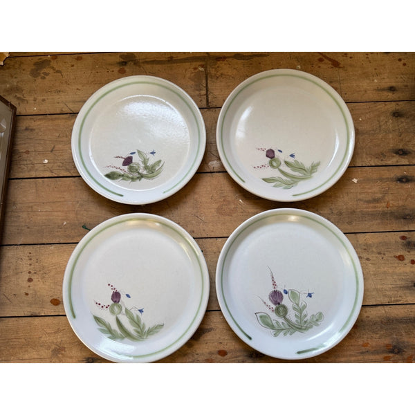 Buchan Thistle Serving Scotland Stoneware Pottery (4) 10" Dinner Plates
