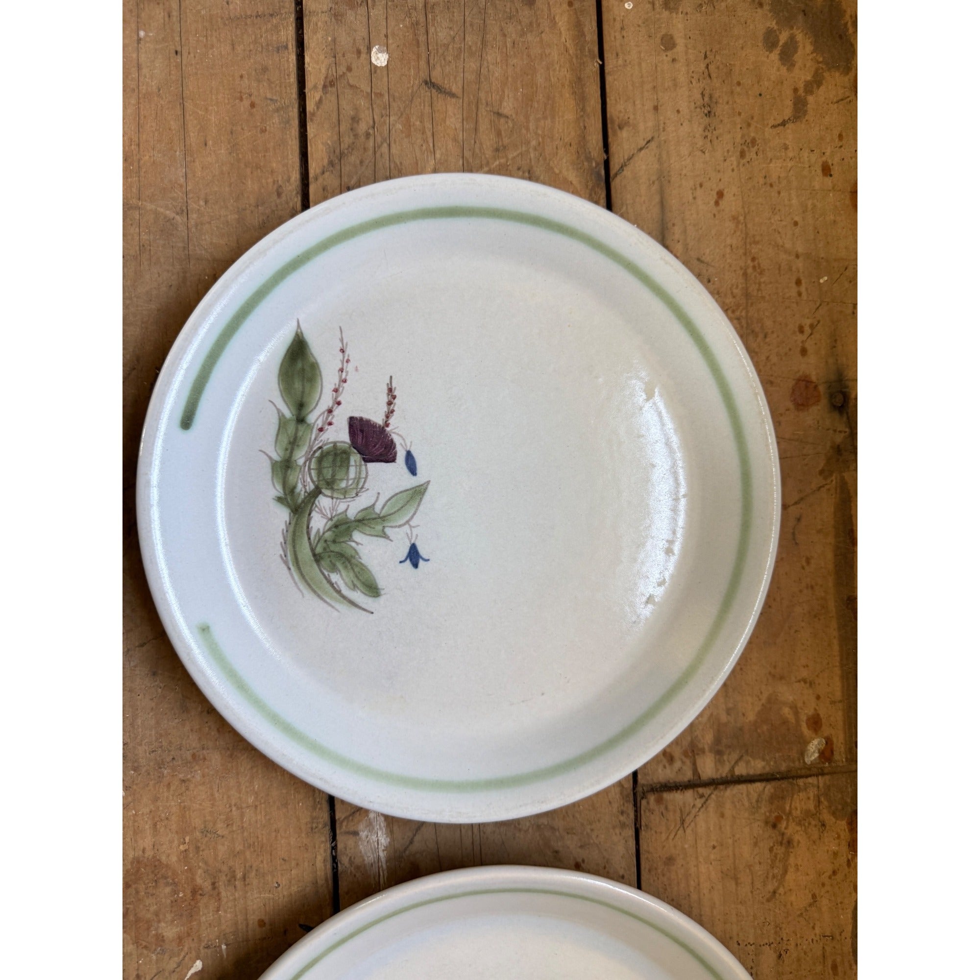 Buchan Thistle Serving Scotland Stoneware Pottery (4) 10" Dinner Plates