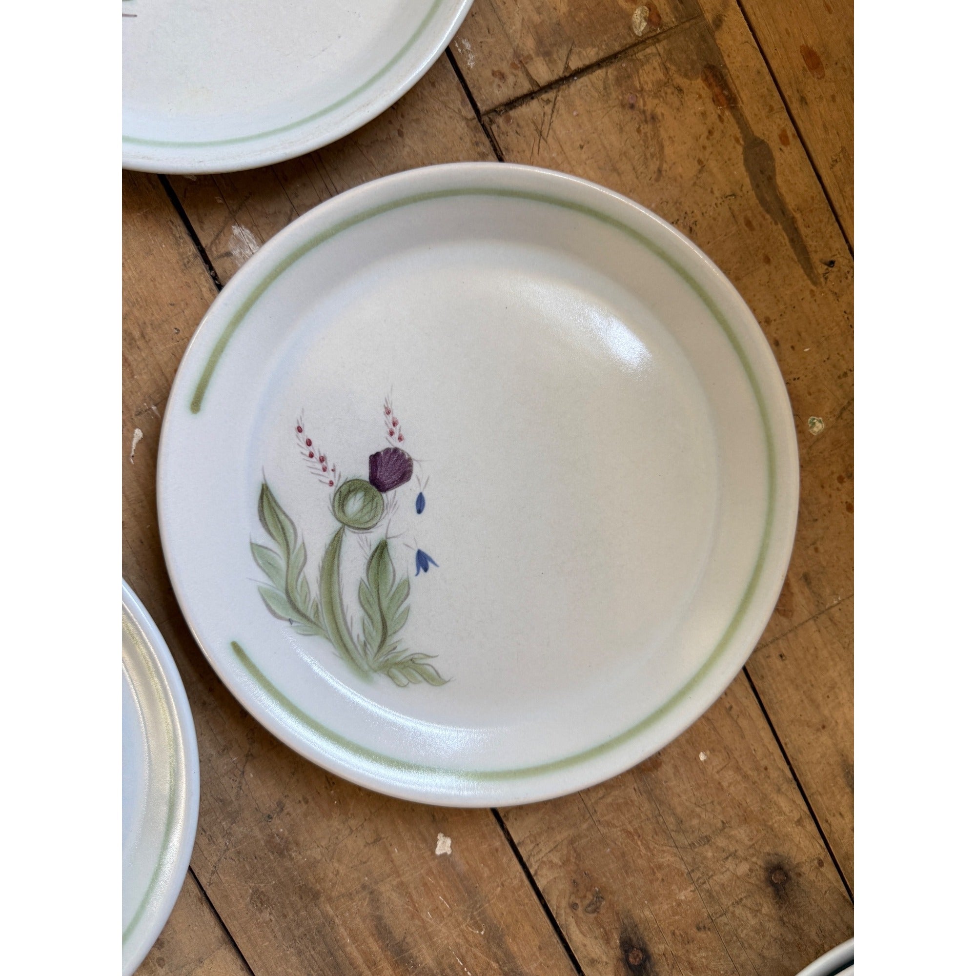 Buchan Thistle Serving Scotland Stoneware Pottery (4) 10" Dinner Plates