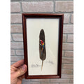 Vintage Painted Scarlet Macaw Feather Painting Framed Arara Roja Tropical Bird Signed
