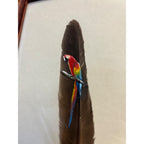 Vintage Painted Scarlet Macaw Feather Painting Framed Arara Roja Tropical Bird Signed