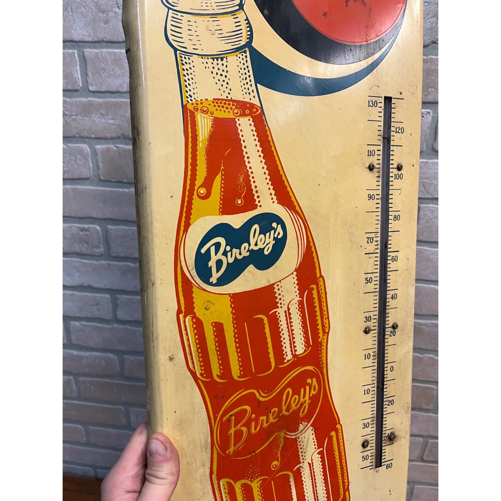 Vintage Drink Bireley's Thermometer Soda Pop Advertising Sign Large 26"