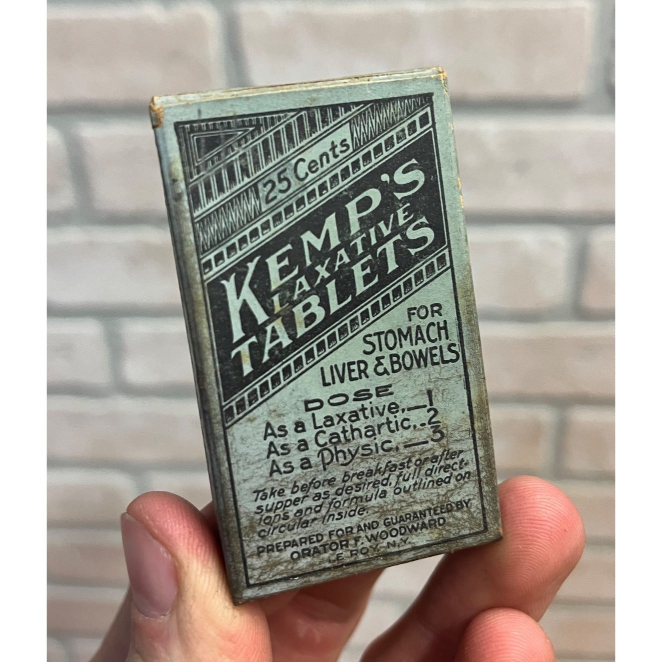 Vintage Kemp's Laxative Tablets Pharmacy Quack Medicine Box w/ Contents