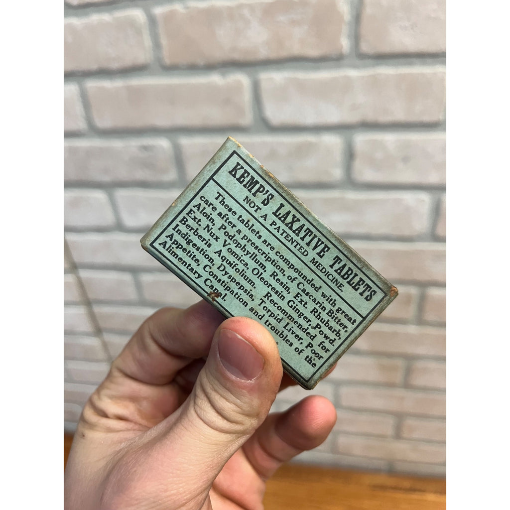 Vintage Kemp's Laxative Tablets Pharmacy Quack Medicine Box w/ Contents