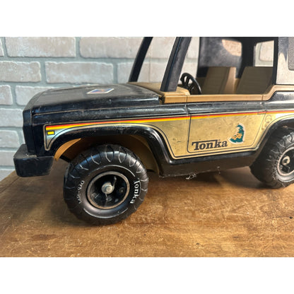 Vintage 1970s Tonka Black & Gold Ford Bronco / Jeep Pressed Steel - Repair / Parts