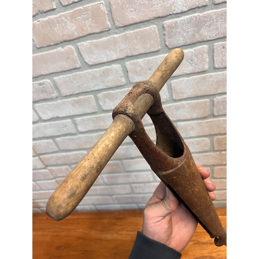 Vintage Pair Wood Barrelmaking Cooper Hand Tools Mallet & Bung Hole Auger Winemaking Primitive