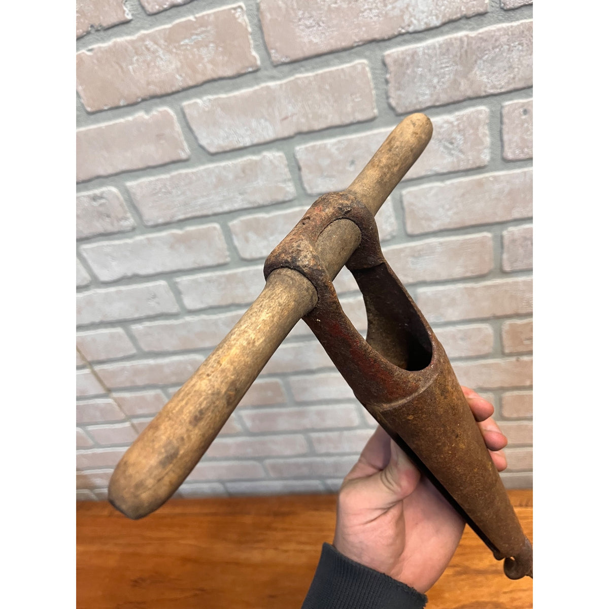 Vintage Pair Wood Barrelmaking Cooper Hand Tools Mallet & Bung Hole Auger Winemaking Primitive