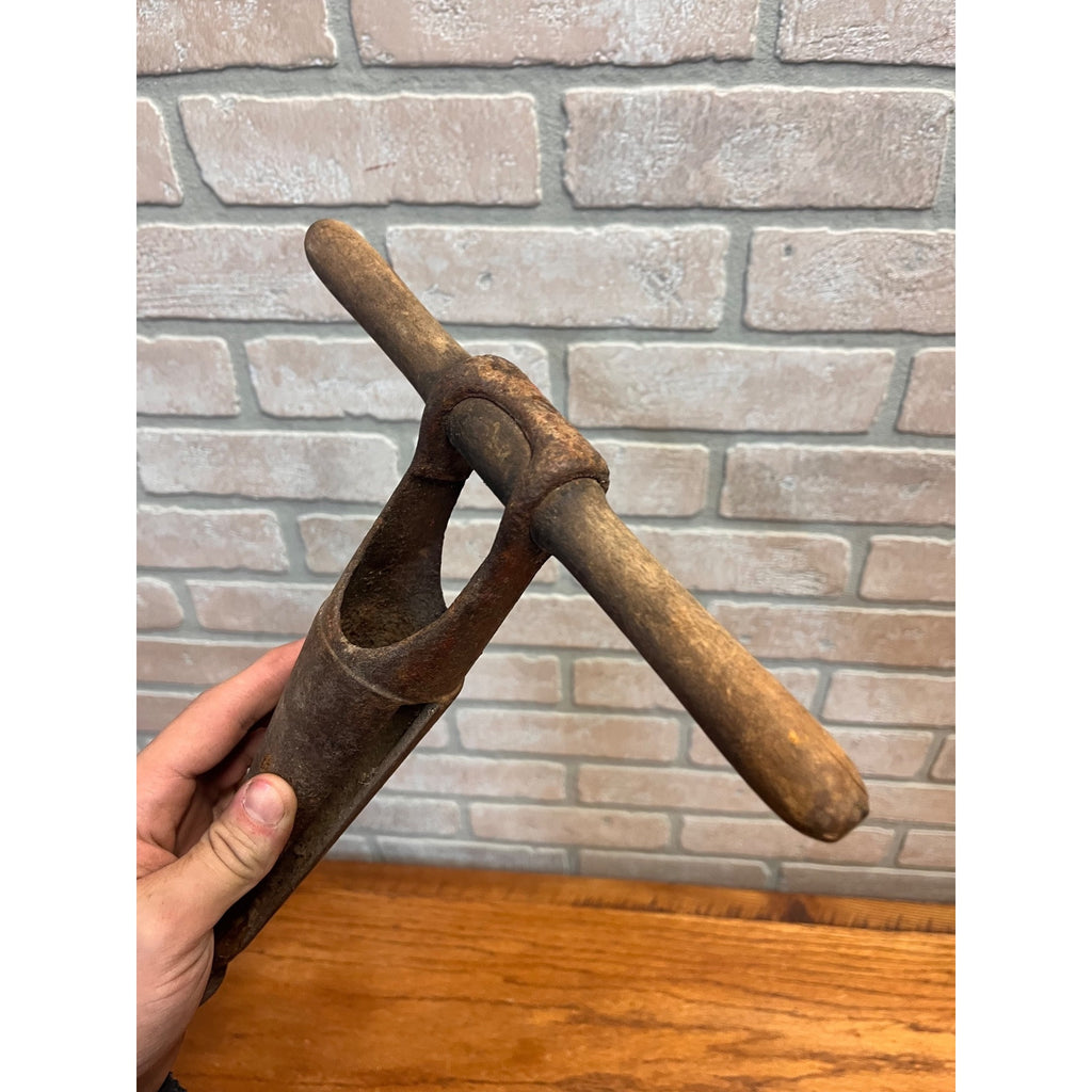 Vintage Pair Wood Barrelmaking Cooper Hand Tools Mallet & Bung Hole Auger Winemaking Primitive
