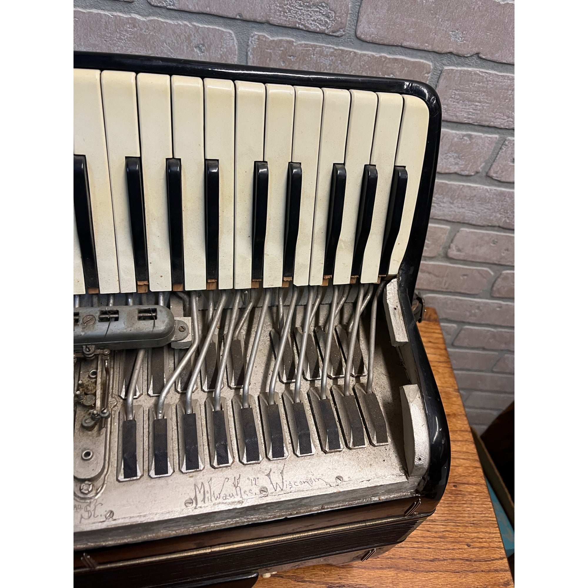 Vintage Piano Key Accordion Musical Instrument Patti Bros Milwaukee Wis