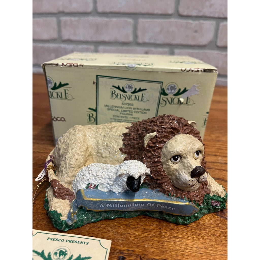 1998 Enesco Linda Baldwin Belsnickle Millennium Lion Lamb Peace Figure Nativity