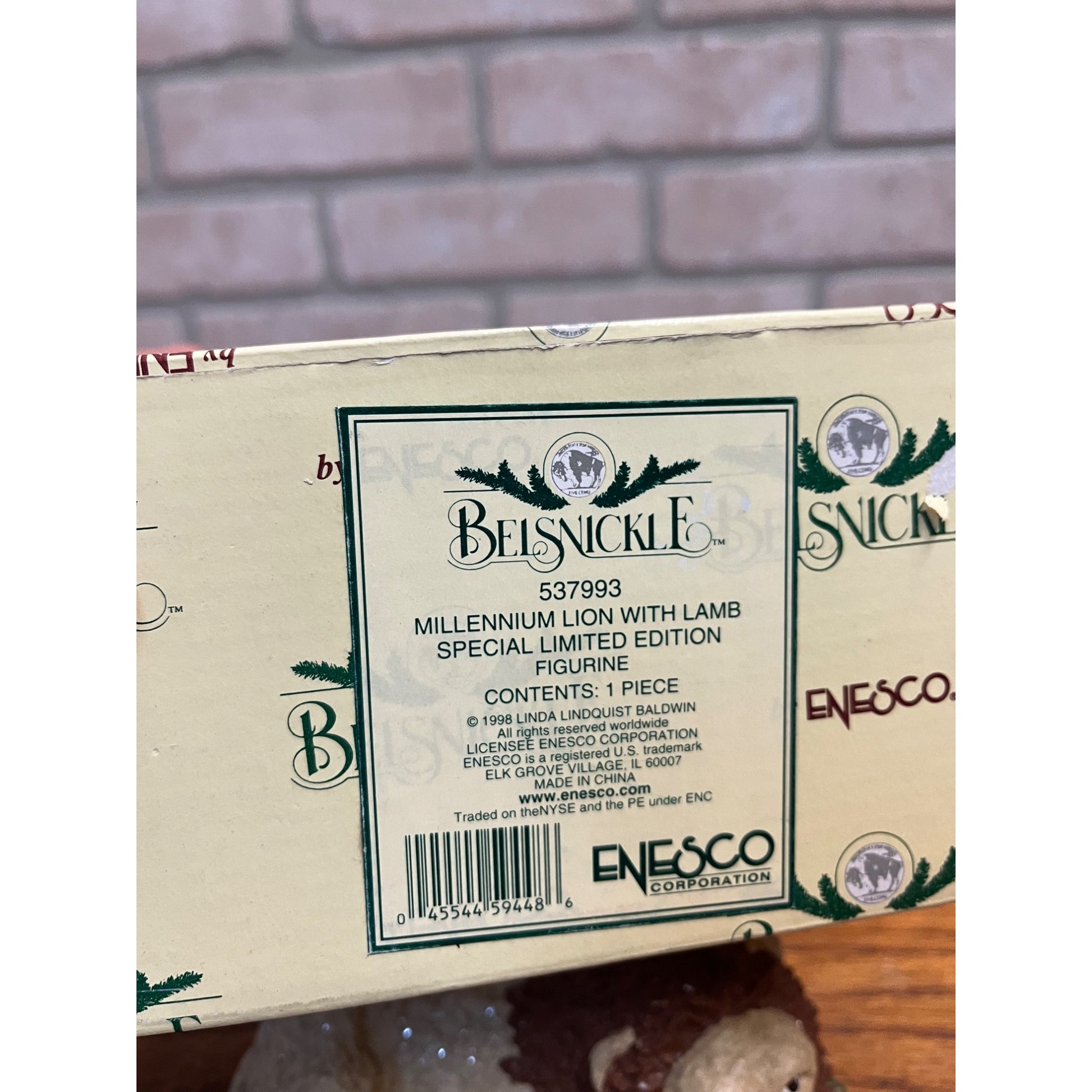 1998 Enesco Linda Baldwin Belsnickle Millennium Lion Lamb Peace Figure Nativity