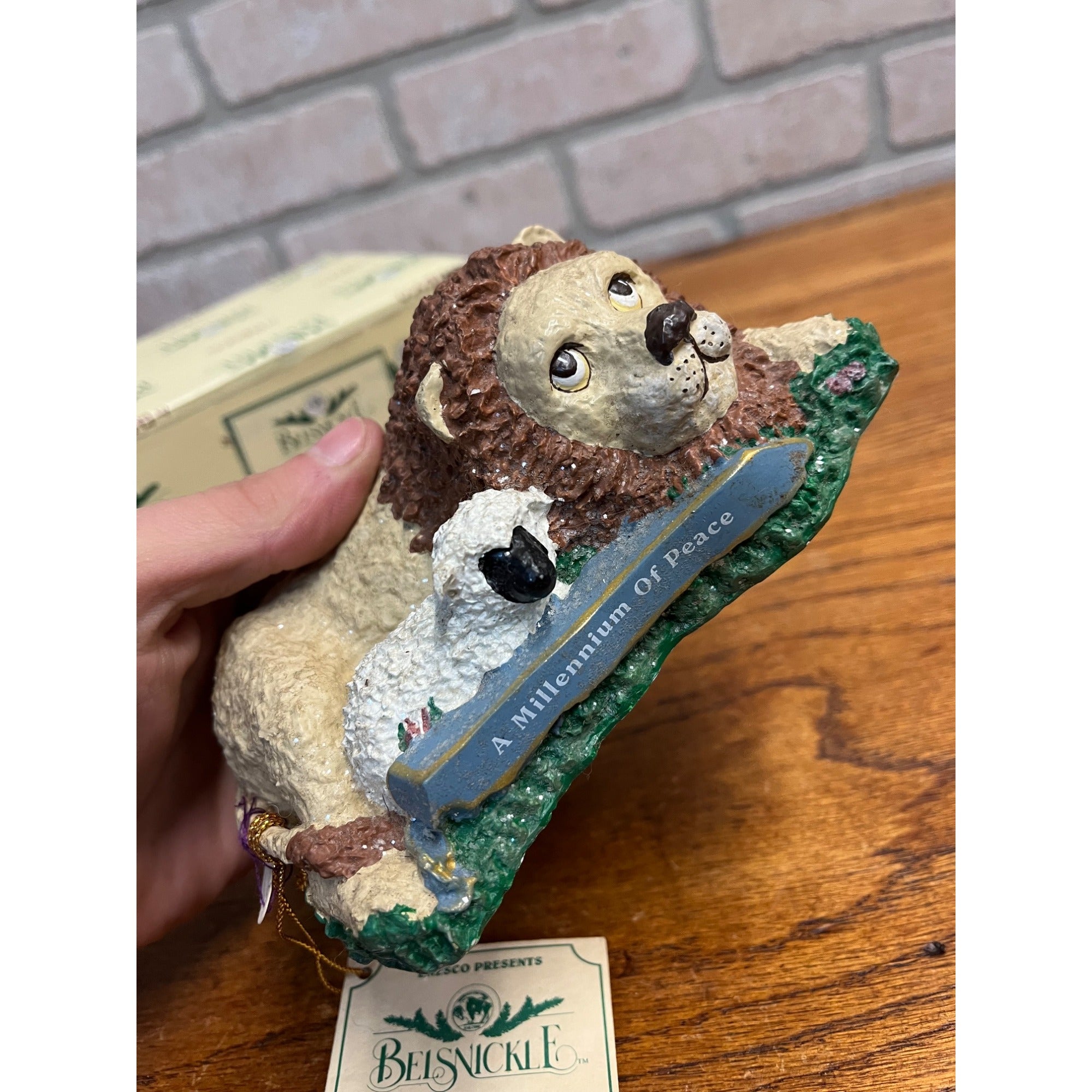 1998 Enesco Linda Baldwin Belsnickle Millennium Lion Lamb Peace Figure Nativity