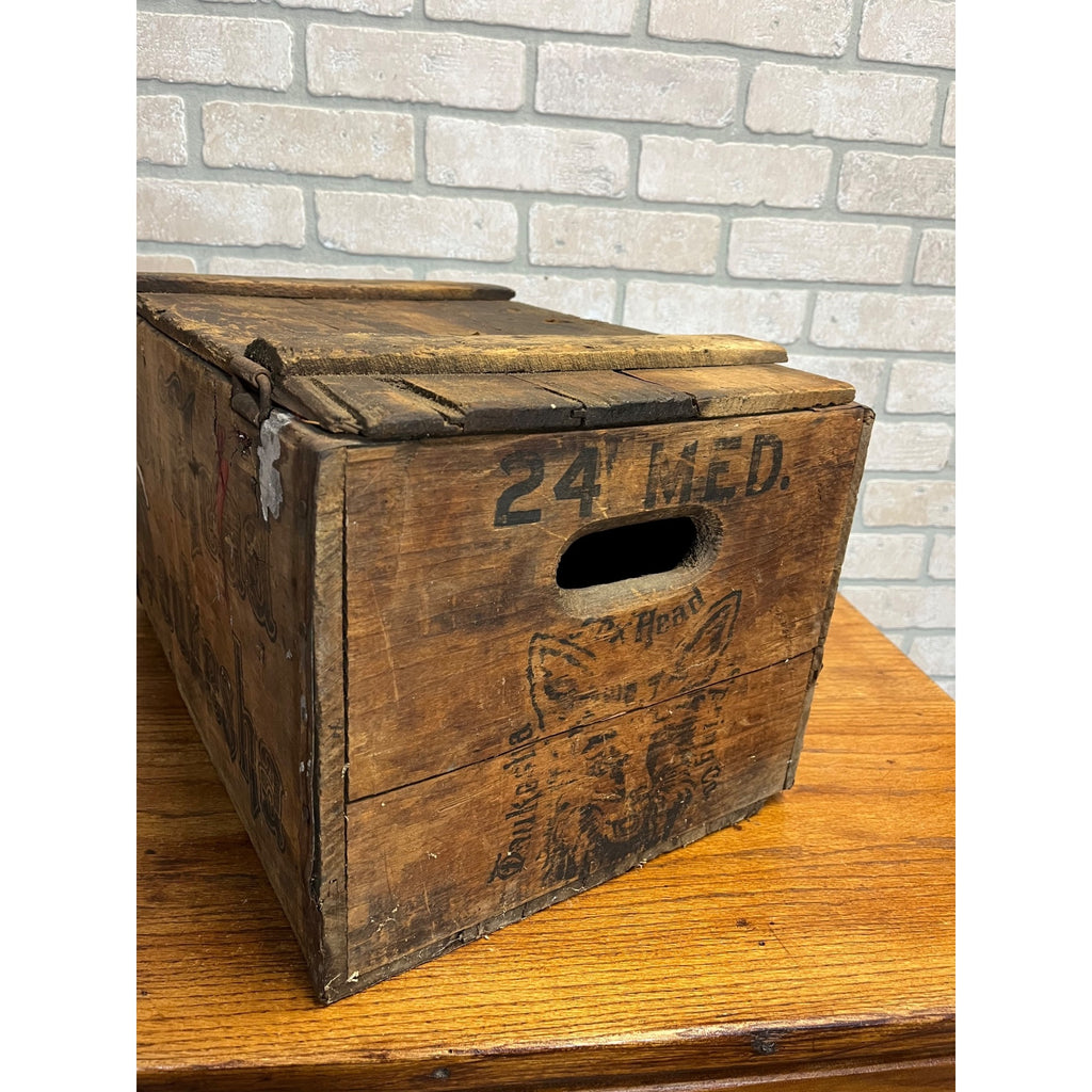 Pre Prohibition Fox Head Beer Waukesha Wisconsin Wood Bottle Crate