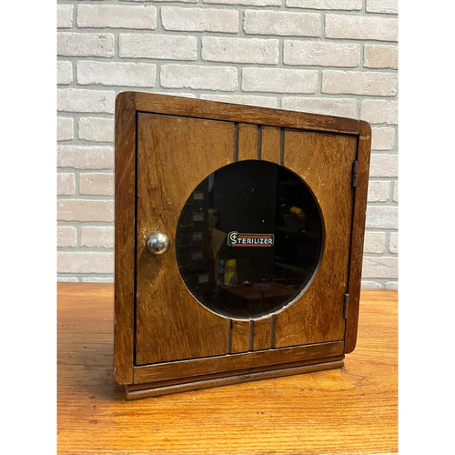 Antique Art Deco Sterilizer Medical Apothecary Barber Display Cabinet Case