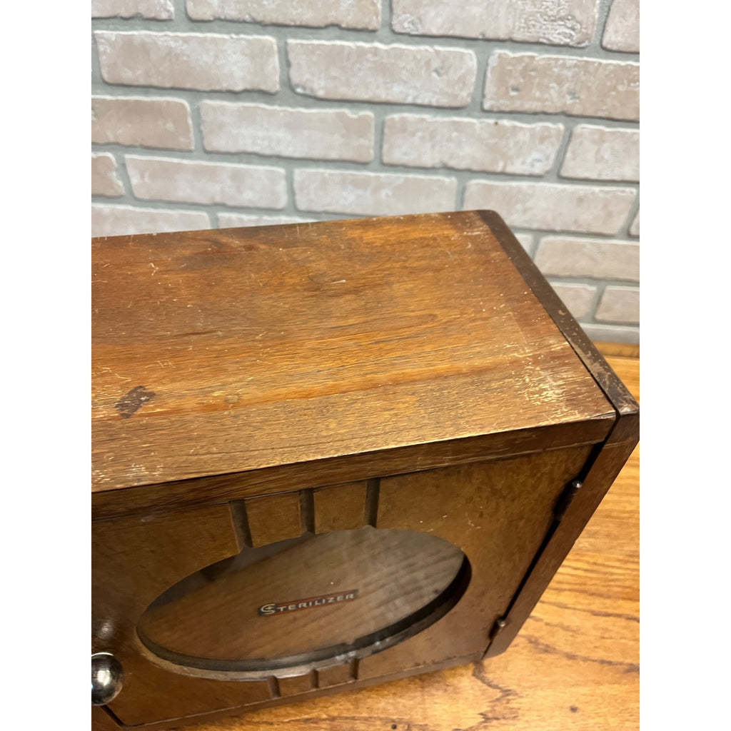 Antique Art Deco Sterilizer Medical Apothecary Barber Display Cabinet Case