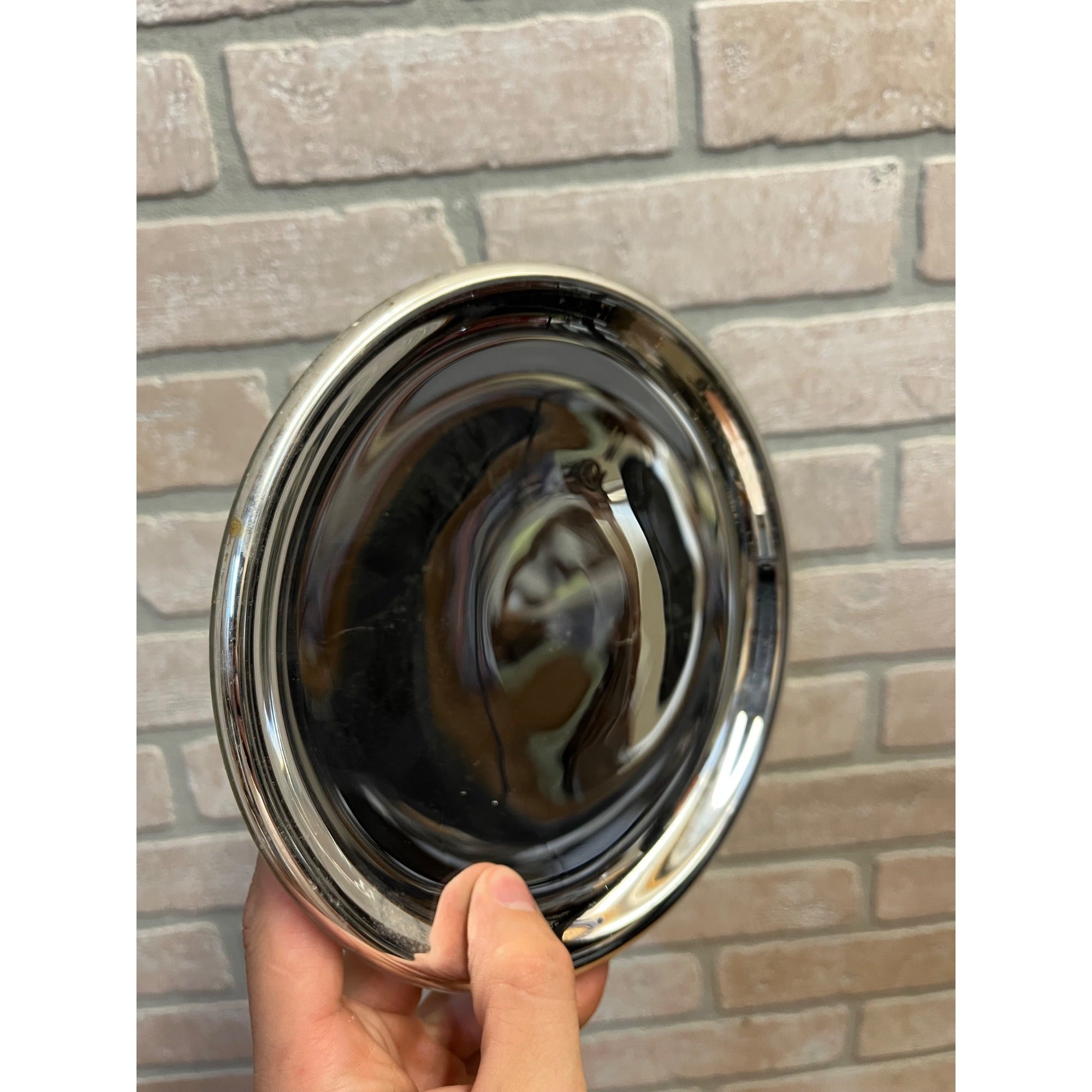 Antique Mercury Glass Reflector for Wall Mount Oil Lamp Swing Arm 7.5" Dia
