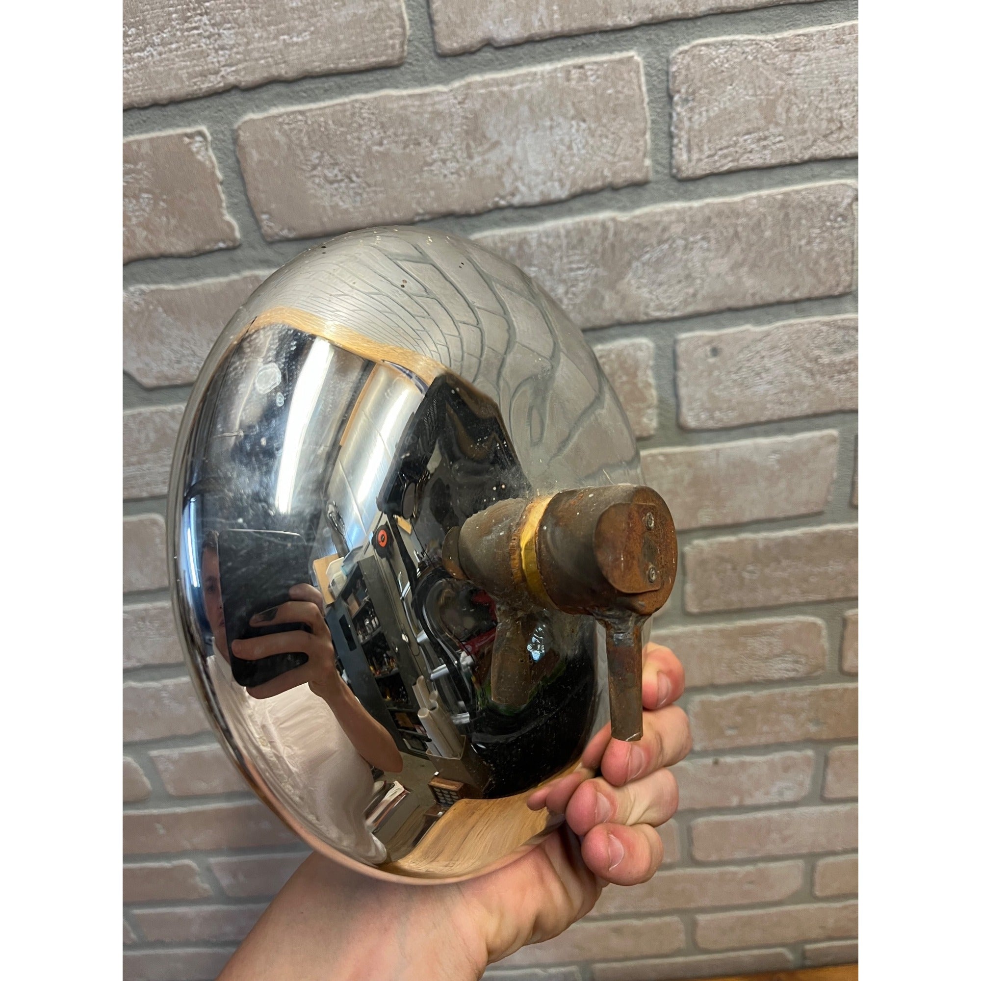 Antique Mercury Glass Reflector for Wall Mount Oil Lamp Swing Arm 7.5" Dia
