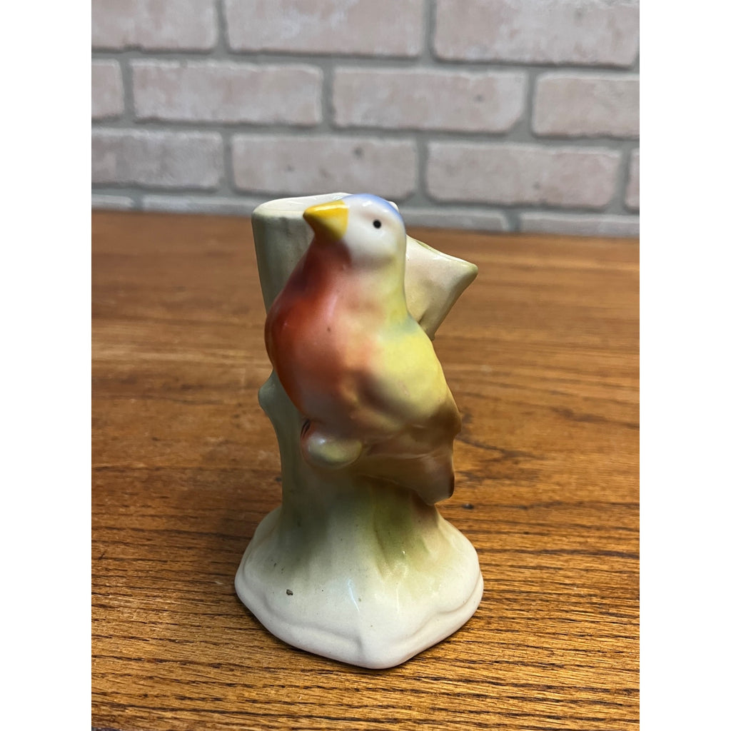 Vintage Czech Czechoslovakia Pottery Bird Double Bud Vase Red Dime Mark