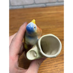 Vintage Czech Czechoslovakia Pottery Bird Double Bud Vase Red Dime Mark