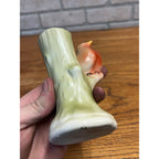 Vintage Czech Czechoslovakia Pottery Bird Double Bud Vase Red Dime Mark