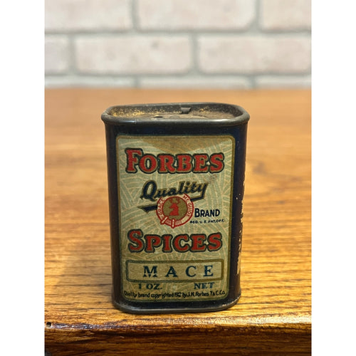 Antique Forbes Deer Stag Head Mace Sample Size Spice Tin Can St. Louis MO.
