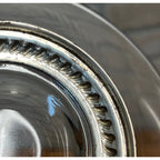 Vintage Etched Glass Sun Flower Candy Dish Pedestal Sterling Silver Base 6-3/8"