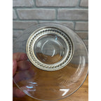 Vintage Etched Glass Sun Flower Candy Dish Pedestal Sterling Silver Base 6-3/8"