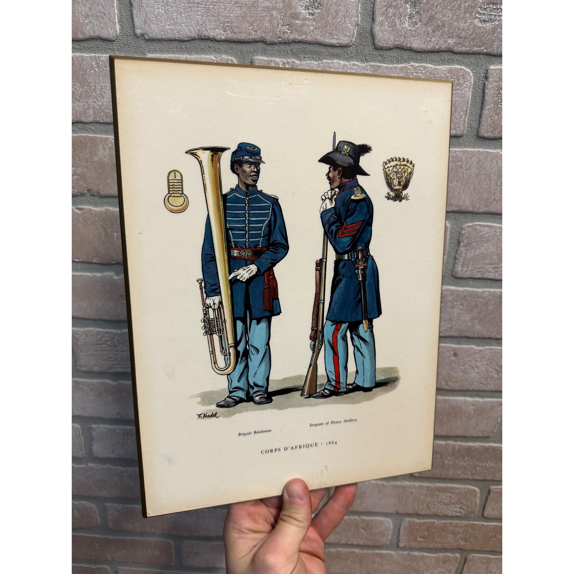 Vintage US Military Uniforms Plaque Civil War Corps D'Afrique 1864 Fritz Kredel