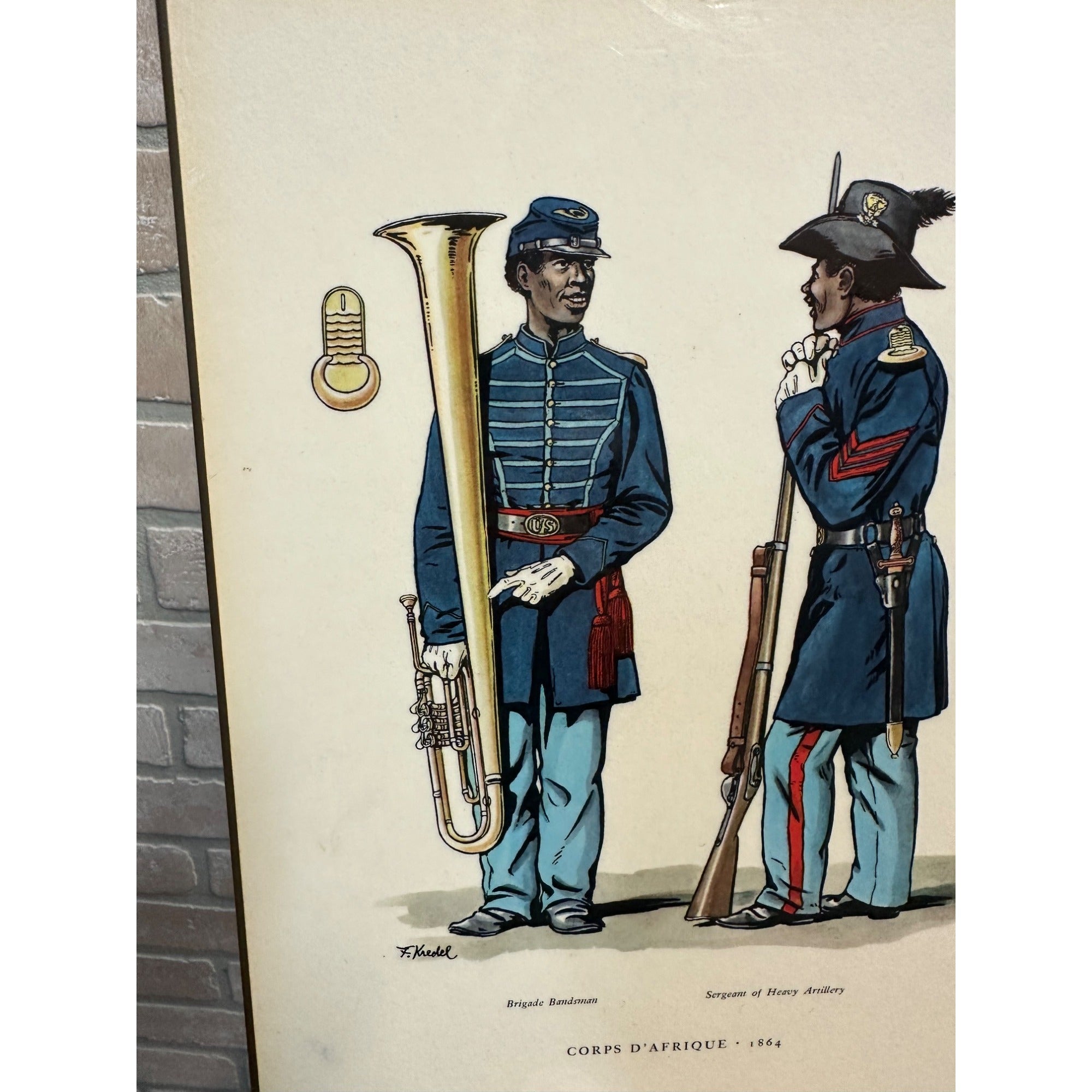 Vintage US Military Uniforms Plaque Civil War Corps D'Afrique 1864 Fritz Kredel