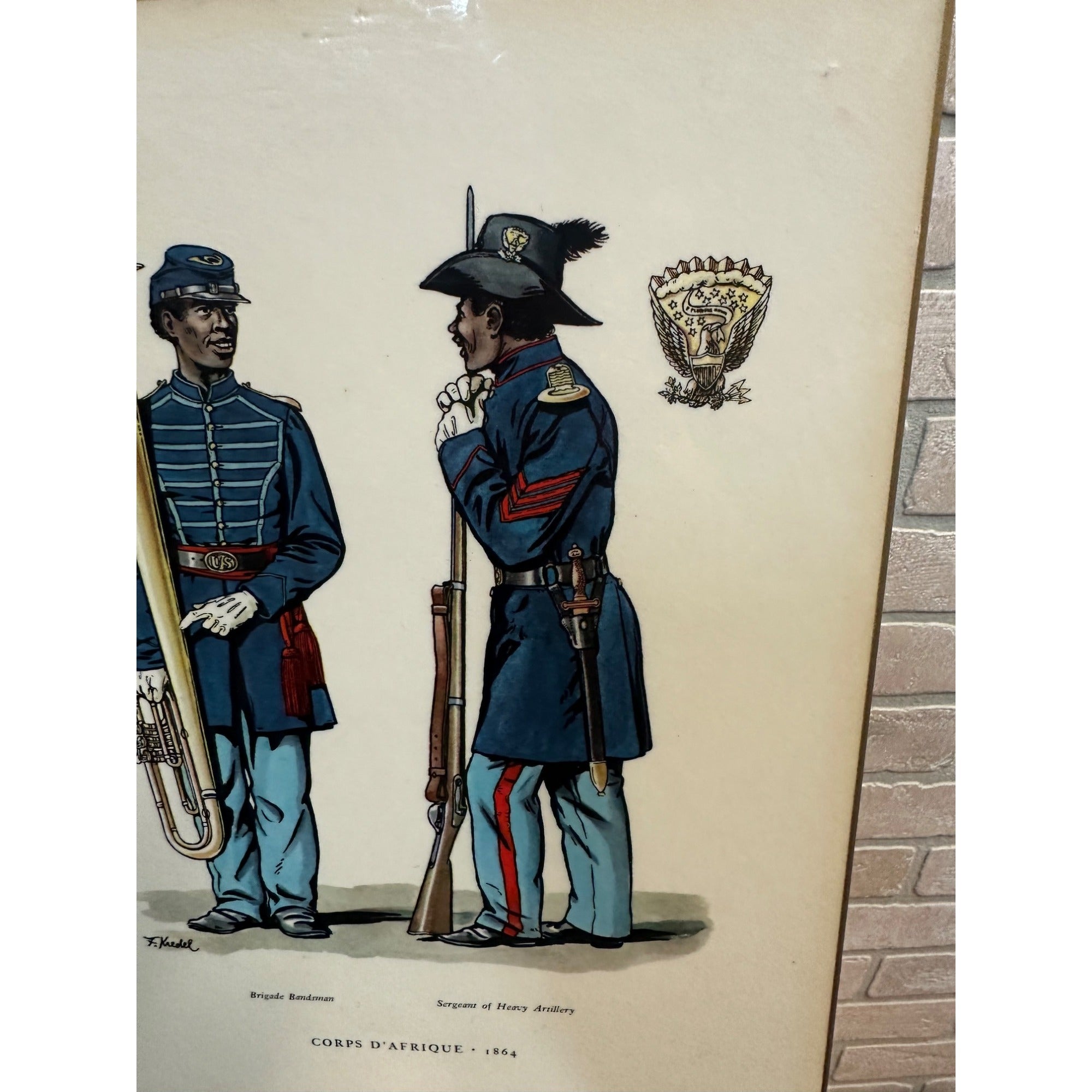Vintage US Military Uniforms Plaque Civil War Corps D'Afrique 1864 Fritz Kredel