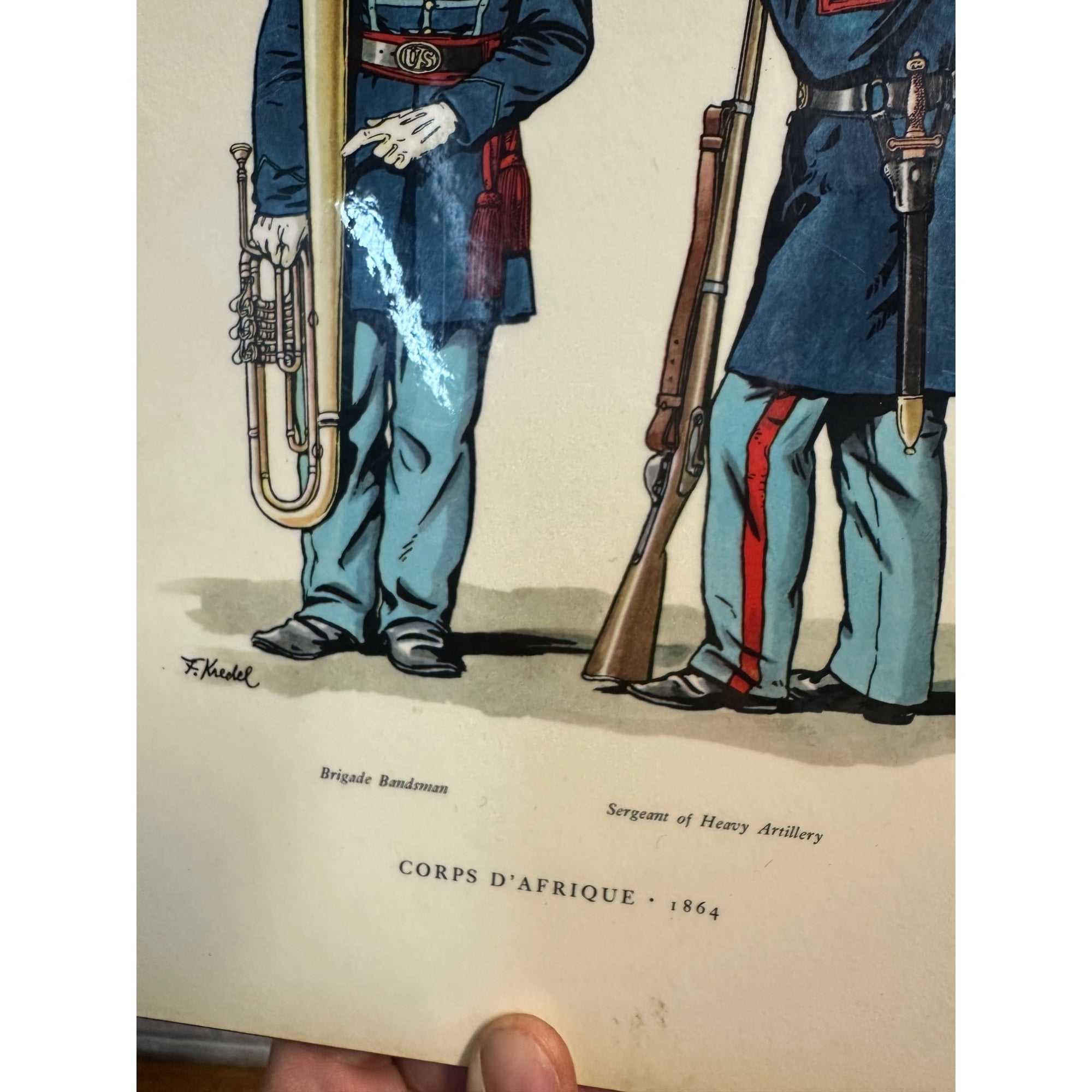 Vintage US Military Uniforms Plaque Civil War Corps D'Afrique 1864 Fritz Kredel