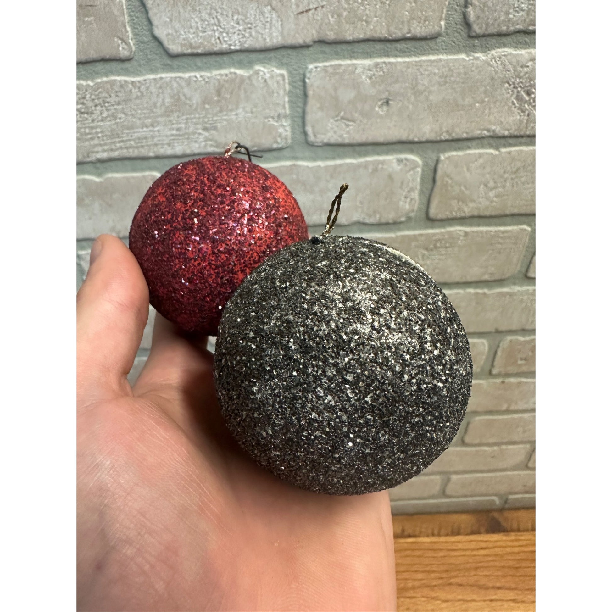 Vintage Pair German Christmas Ornaments Paper Mache Candy Containers Mica Glitter