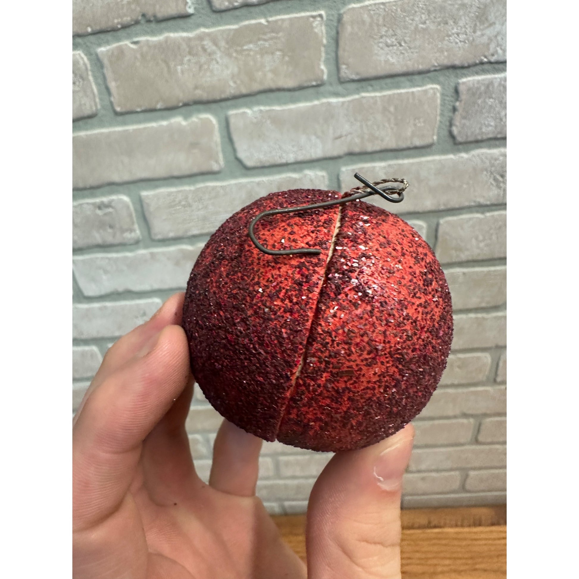 Vintage Pair German Christmas Ornaments Paper Mache Candy Containers Mica Glitter