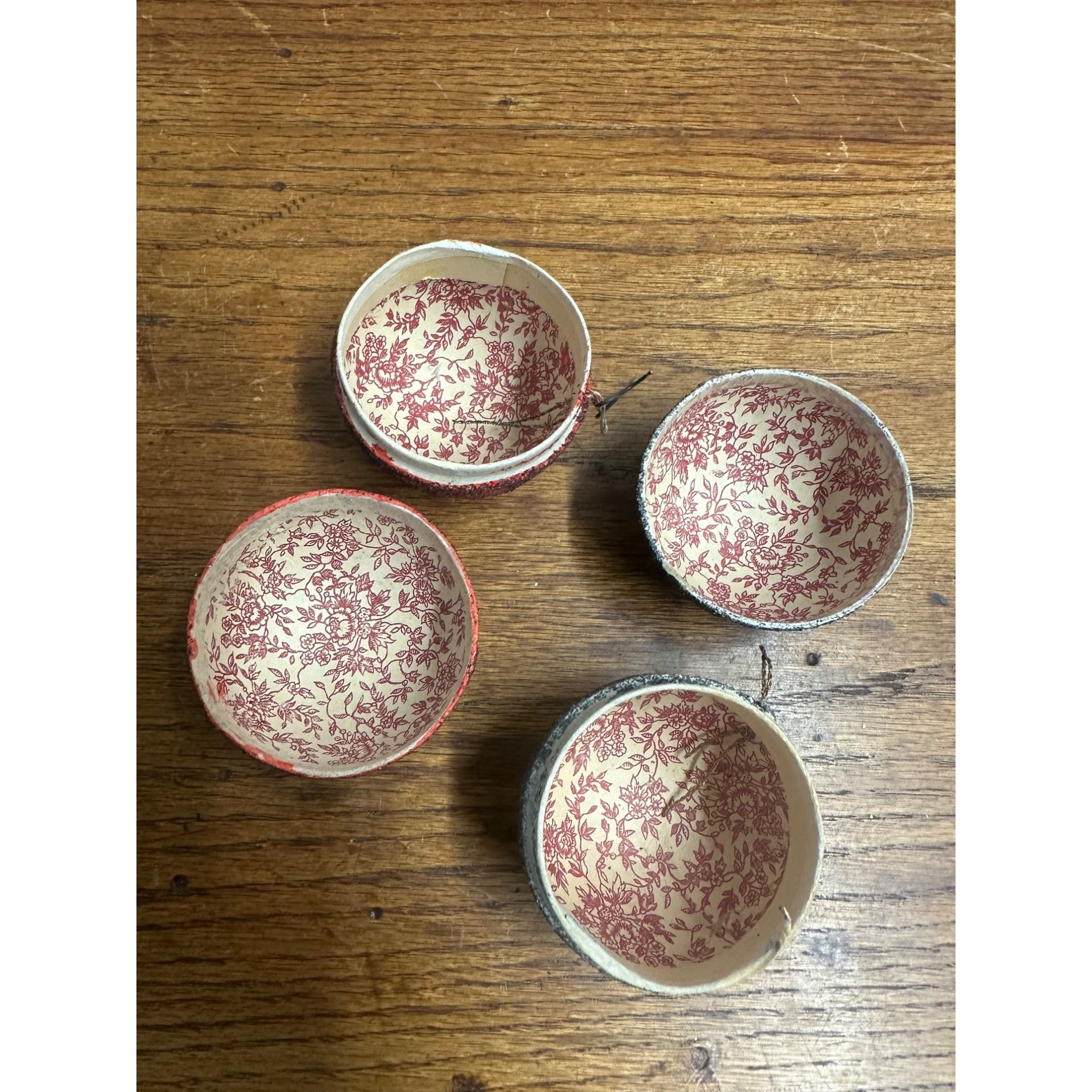 Vintage Pair German Christmas Ornaments Paper Mache Candy Containers Mica Glitter