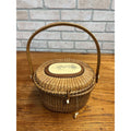 Original Farnum 1979 Nantucket Purse Basket Signed & Dated Nautical Port Scene