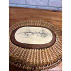 Original Farnum 1979 Nantucket Purse Basket Signed & Dated Nautical Port Scene