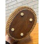 Original Farnum 1979 Nantucket Purse Basket Signed & Dated Nautical Port Scene