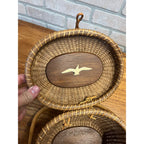 Original Farnum 1979 Nantucket Purse Basket Signed & Dated Nautical Port Scene